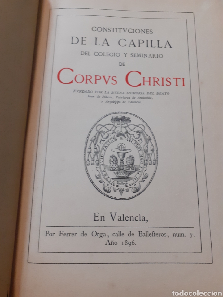 Libros: CONSTITUCIONES DE LA CAPILLA DEL COLEGIO SEMINARIO DE CORPUS CHRISTI - Foto 1