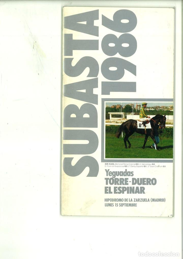 B&uuml;cher: SUBASTA 1986. YEGUADAS TORRE-DUERO EL ESPINAR.