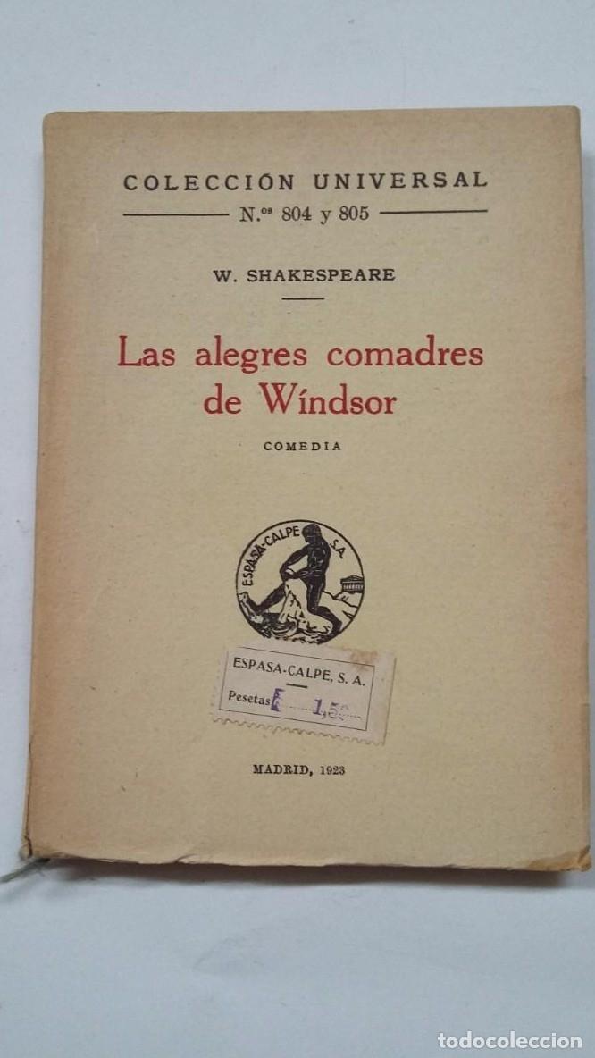 Libros: Las alegres comadres de W&iacute;ndsor. William Shakespeare. ed. Espasa Calpe, 1923. TDK448 - - Foto 1