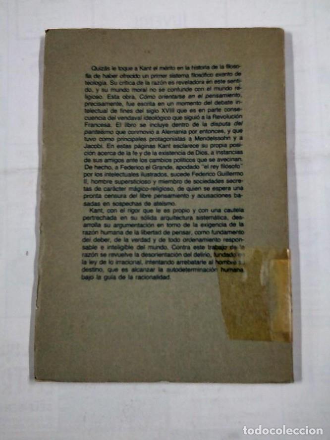Libros: COMO ORIENTARSE EN EL PENSAMIENTO. INMANUEL KANT. TDK316 - - Foto 2