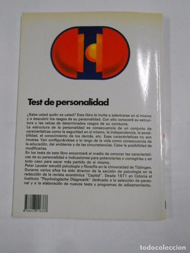 Libros: TEST DE PERSONALIDAD. LAUSTER, PETER. TDK124 - - Foto 2