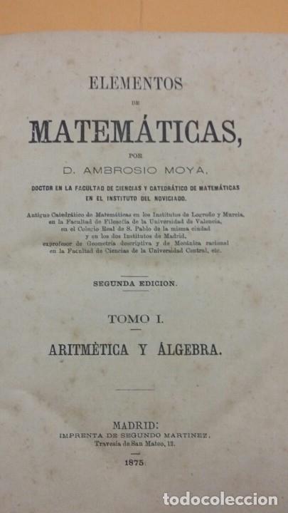Libros: Elementos de matematicas - ambrosio moya - tomo 1 - tdk175 - - Foto 2