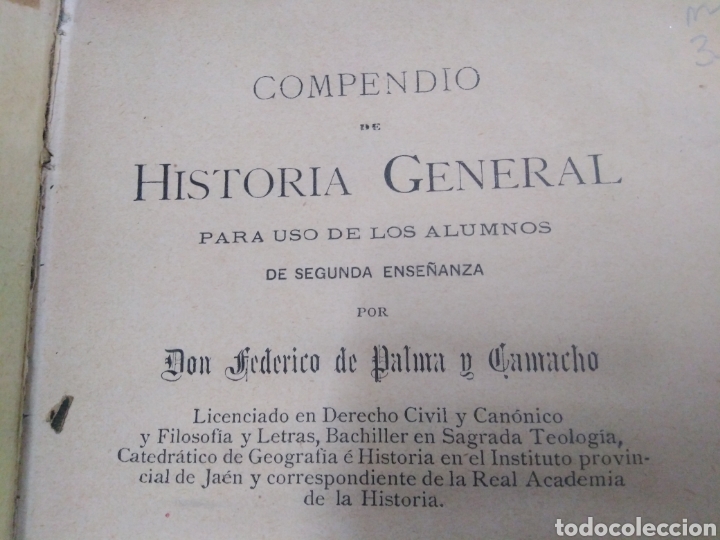 Libros: COMPENDIO DE HISTORIA GENERAL - PALMA CAMACHO, Federico de - Foto 3