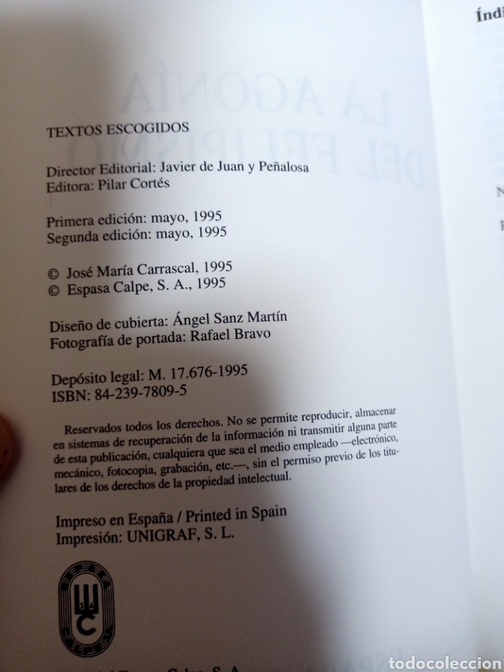Libros: La agon&iacute;a del felipismo - Jos&eacute; Mar&iacute;a Carrascal - Foto 3