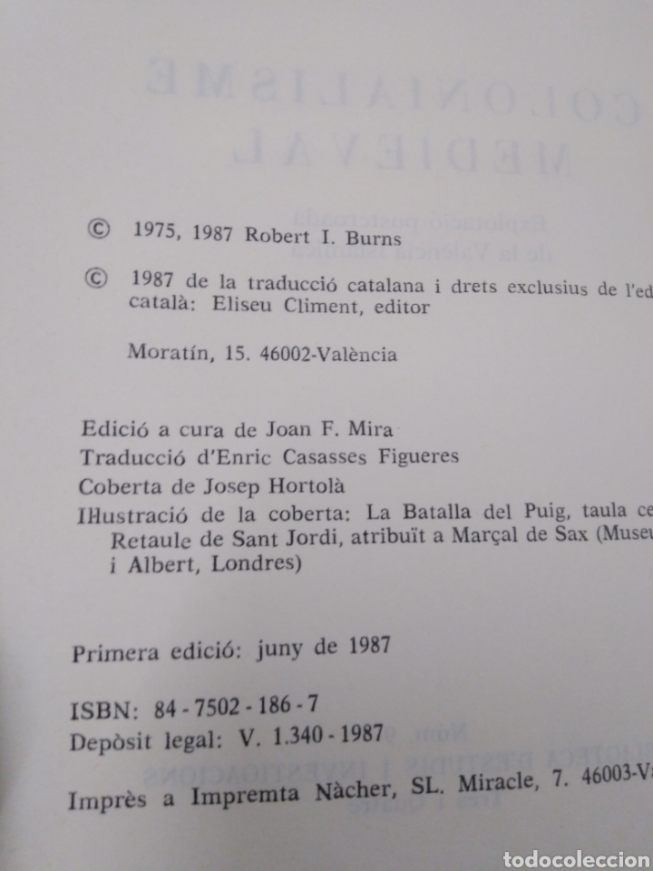 Libros: COLONIALISME MEDIEVAL. Explotacio postcroada de la Valencia isl&aacute;mica - BURNS, R. I. - Foto 4