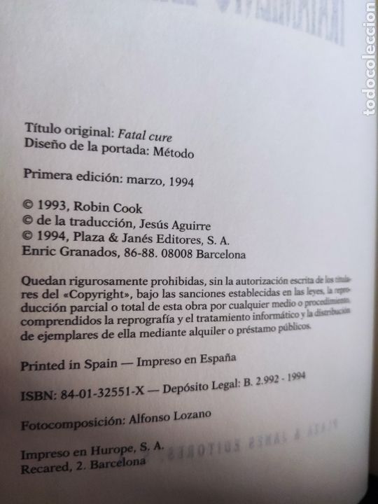 Libros: Tratamiento Letal. Robin Cook - Foto 3