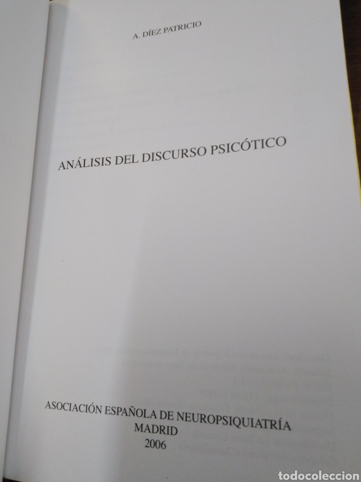 Libros: ANALISIS DEL DISCURSO PSICOTICO - DIAZ PATRICIO, Antonio - Foto 3