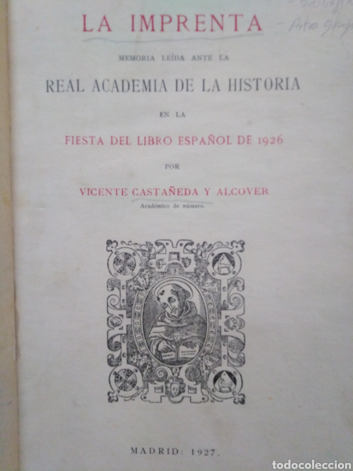 Libros: LA IMPRENTA - CASTA&Ntilde;EDA ALCOVER, Vicente - Foto 1