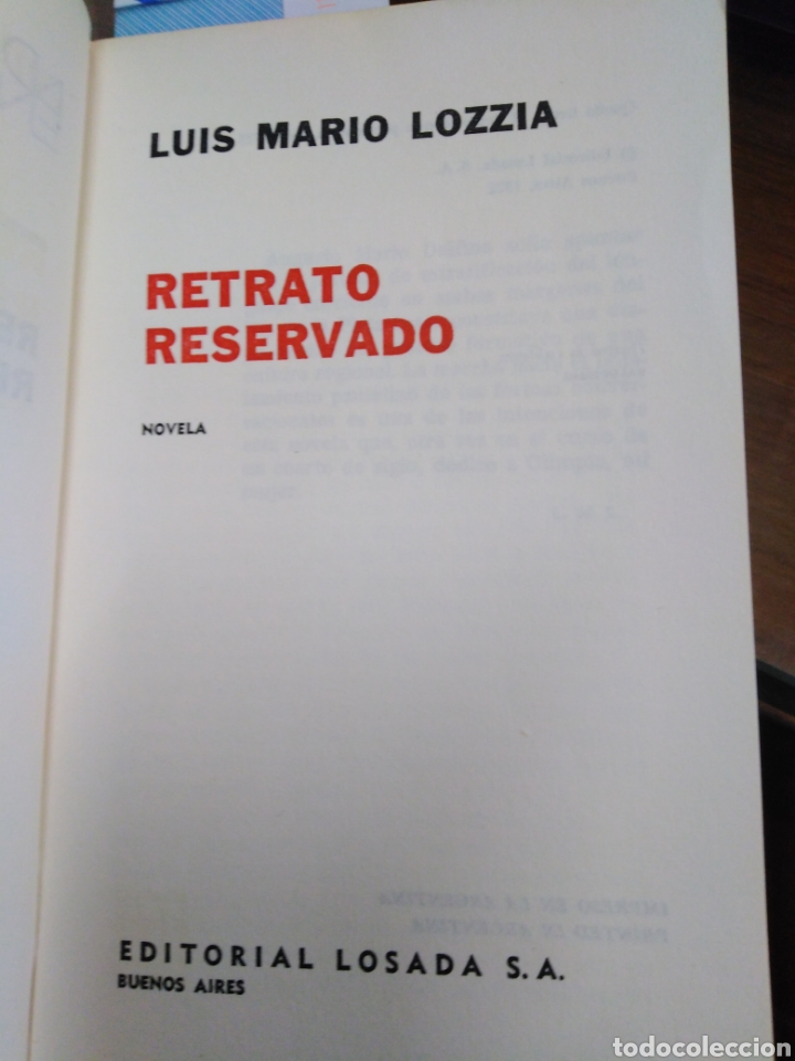 Libros: RETRATO RESERVADO - LOZZIA, Luis Mario - Foto 3