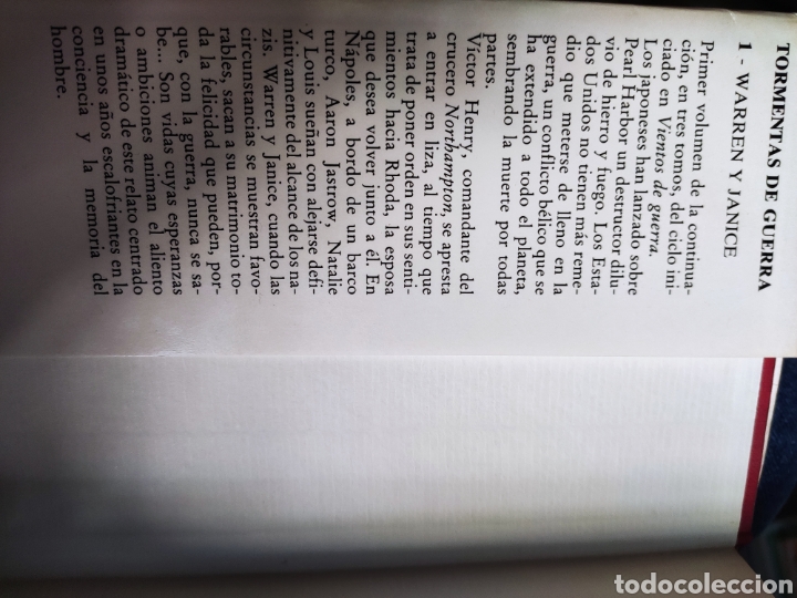 Libros: Tormentas de Guerra. 1 Warren y Janice. Herman Wouk - Foto 2