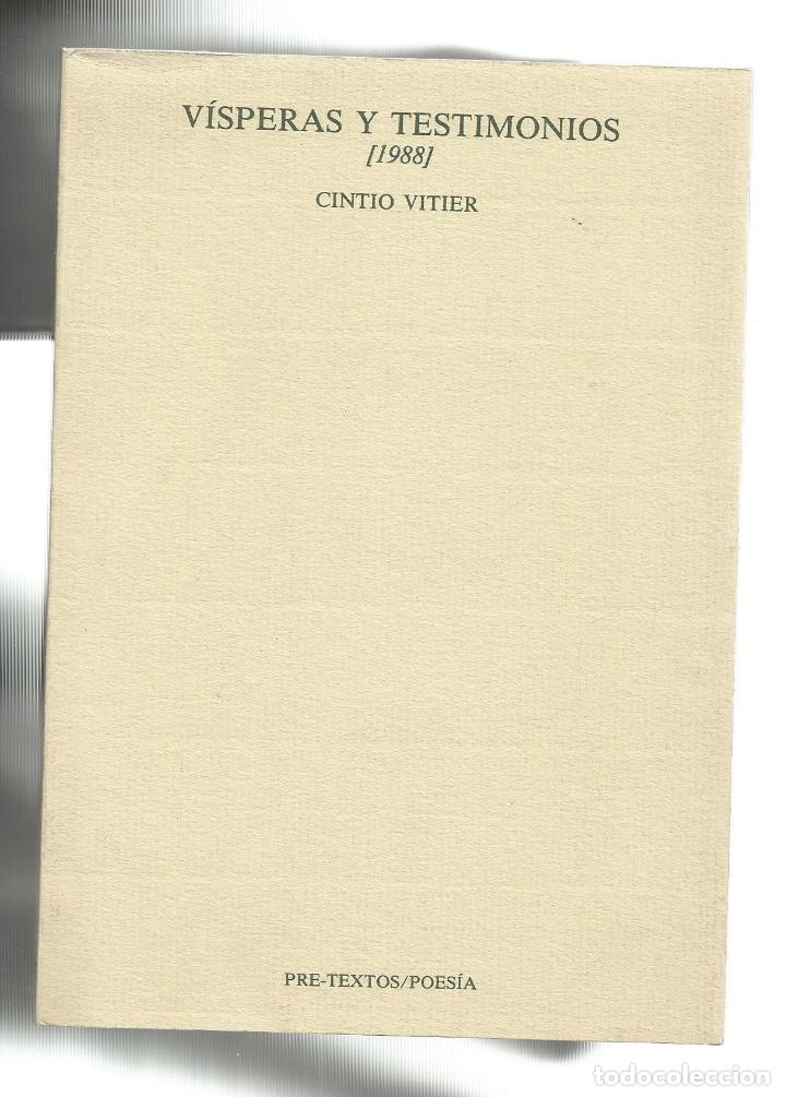 Libros: V&iacute;speras y testimonios (1988). - VITIER, Cintio: - Foto 1