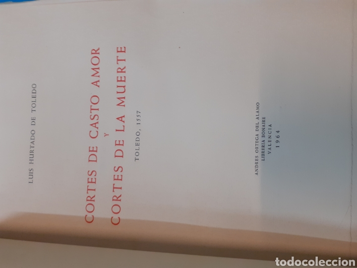 Libros: CORTES DE CASTO AMOR. Toledo 1557 - HURTADO DE TOLEDO, Luis - Foto 2