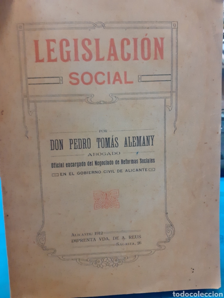 Libros: LEGISLACION SOCIAL - TOMAS ALEMANY,Pedro. - Foto 1