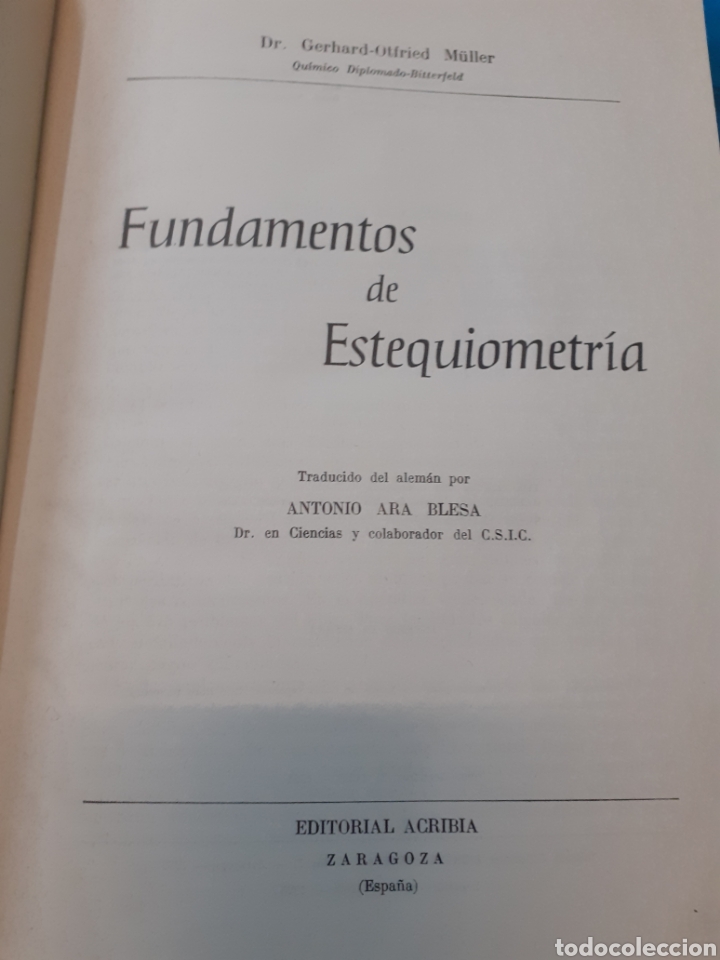 Libros: FUNDAMENTOS DE ESTEQUIOMETRIA - M&Uuml;LLER, G. O. - Foto 2