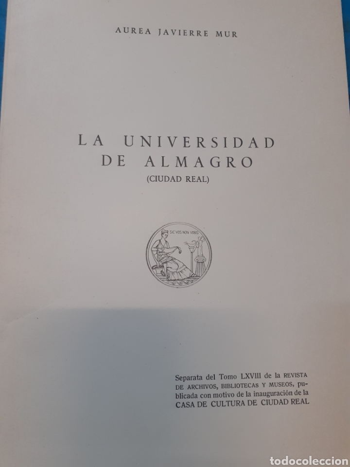 Libros: LA UNIVERSIDAD DE ALMAGRO Ciudad Real - JAVIERRE MUR, Aurea - Foto 1