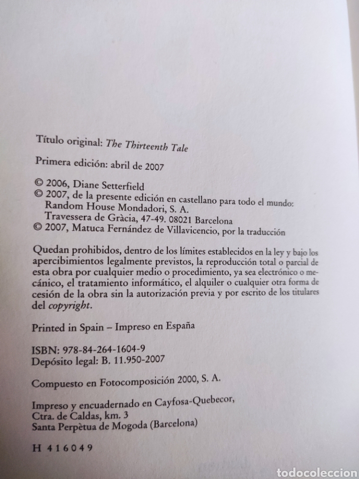 Libros: El Cuento N&uacute;mero Trece. Diane Setterfield TAPAS DURAS - Foto 3
