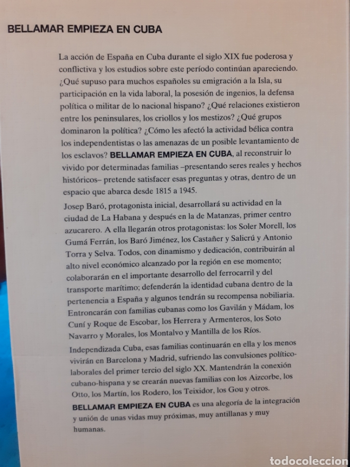 Libros: BELLAMAR EMPIEZA EN CUBA - TEIXIDOR DE OTTO, Antonio - Foto 2