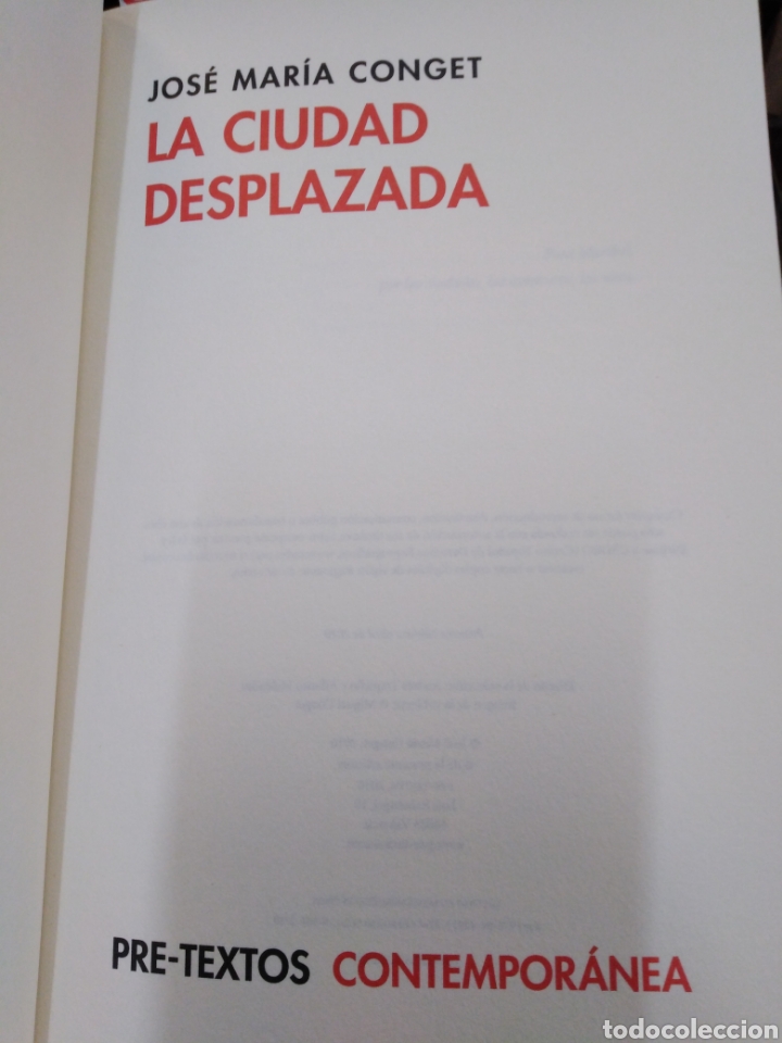 Libros: LA CIUDAD DESPLAZADA - CONGET, Jos&eacute; Mar&iacute;a - Foto 4