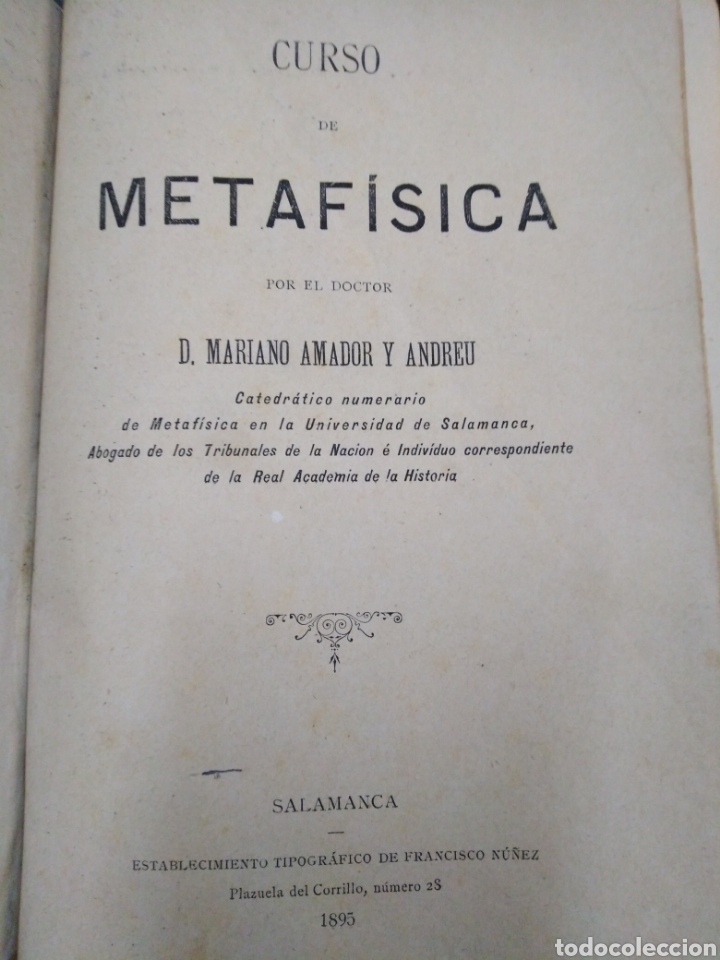 Libros: CURSO DE METAFISICA - AMADOR Y ANDREU, Mariano - Foto 1