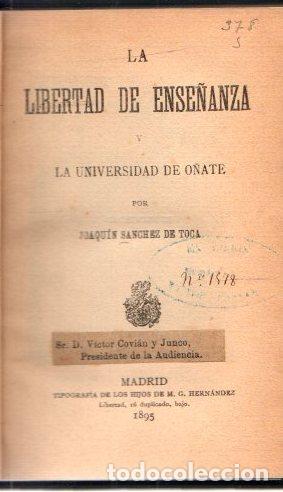 Libros: La libertad de ense&ntilde;anza - Sanchez de Toca, Joaqu&iacute;n - Foto 1