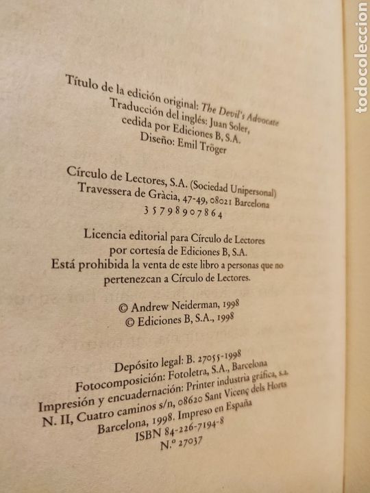 Libros: Pactar con el Diablo. Andrew Neiderman - Foto 3