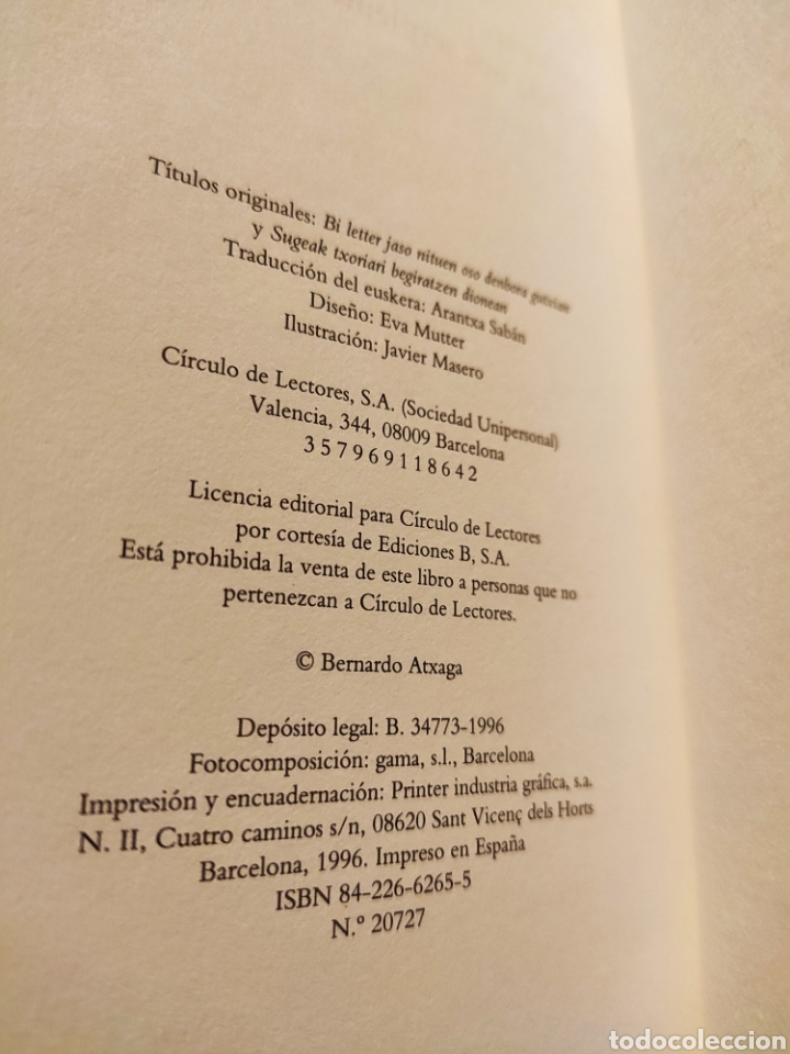 Libros: Dos Letters. Bernardo Atxaga - Foto 3