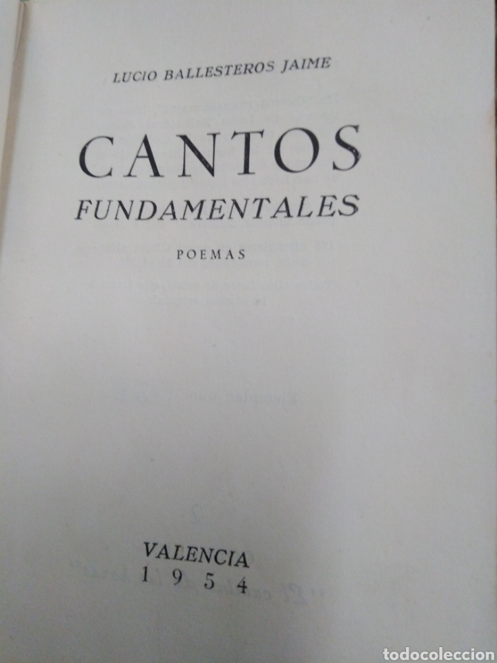 Libros: CANTOS FUNDAMENTALES. Poemas - BALLESTEROS JAIME, Lucio - Foto 2