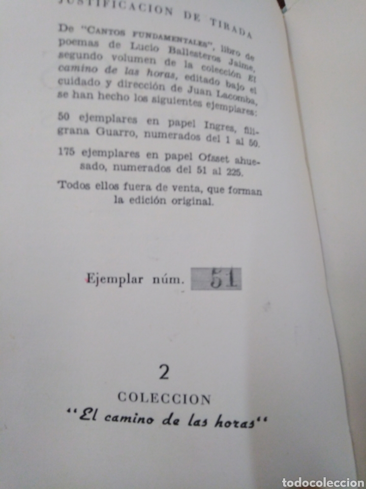 Libros: CANTOS FUNDAMENTALES. Poemas - BALLESTEROS JAIME, Lucio - Foto 3