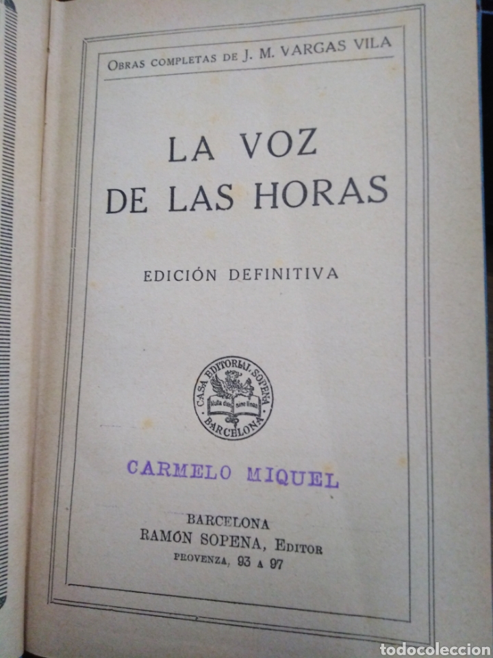 Libros: LA VOZ DE LAS HORAS - VARGAS VILA, J. M. - Foto 1