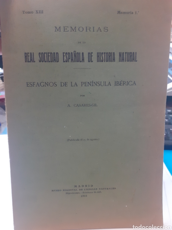 books: ESFAGNOS DE LA PENINSULA IBERICA - CASARES GIL, A.