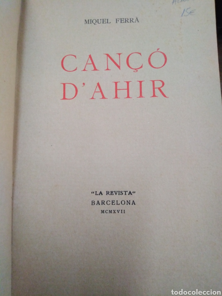 Libros: CAN&Ccedil;O D&acute;AHIR - FERRA, Miquel - Foto 2