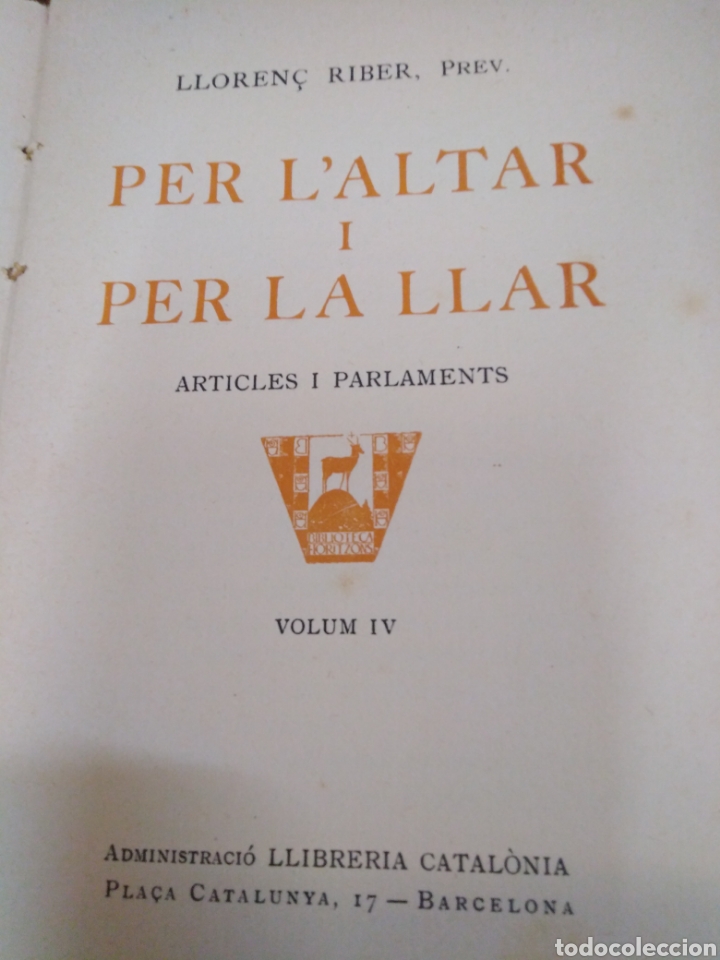 Libros: PER L&acute;ALTAR I PER LA LLAR. Articles i parlaments - RIBER, Lloren&ccedil; - Foto 2
