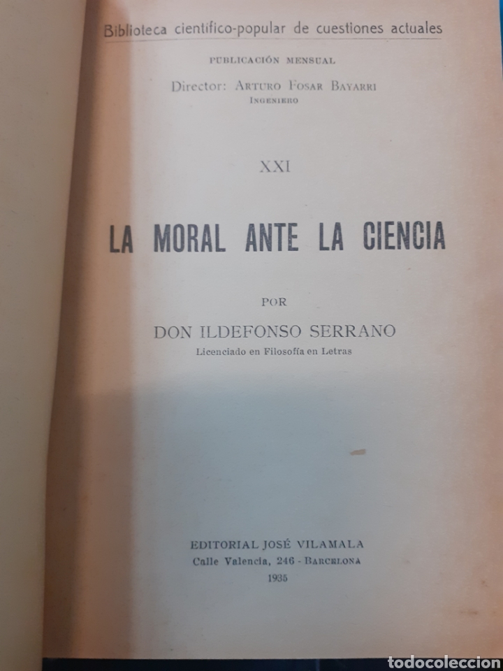 Libros: LA MORAL ANTE LA CIENCIA - SERRANO ,Idelfonso - Foto 3