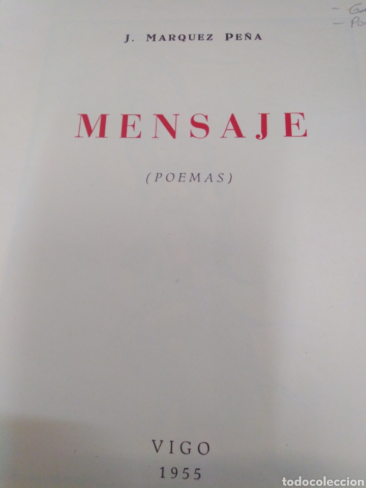 Libros: MENSAJE - MARQUEZ PE&Ntilde;A, Jos&eacute; - Foto 2