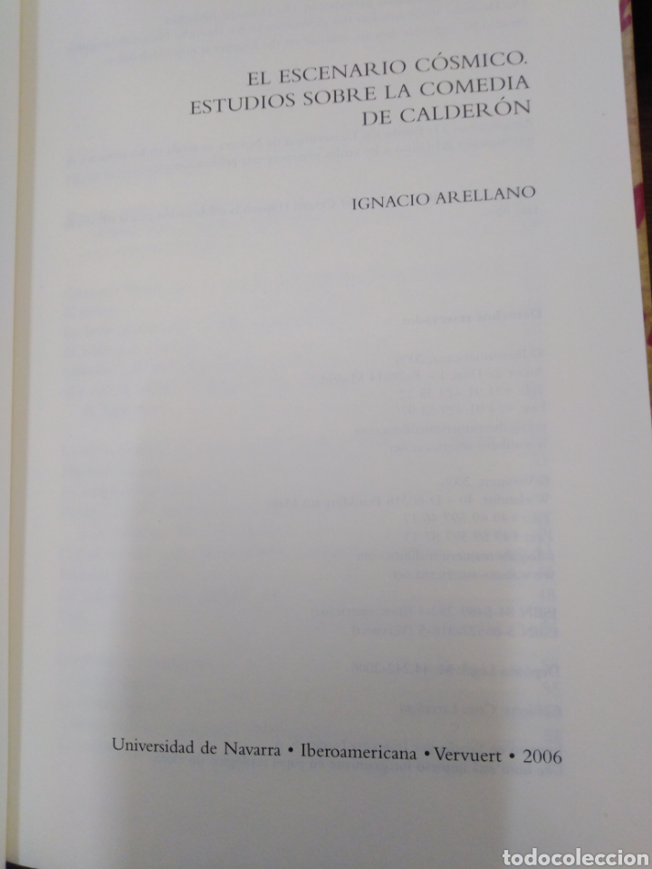 Libros: EL ESCENARIO COSMICO. Estudios sobre la Comedia de Calder&oacute;n - ARELLANO, Ignacio. - Foto 3