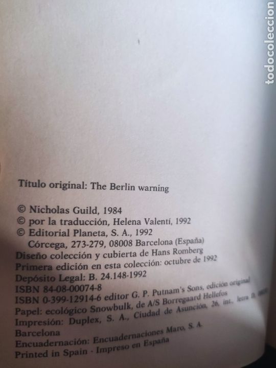 Libros: El Aviso de Berl&iacute;n. Nicholas Guild - Foto 3