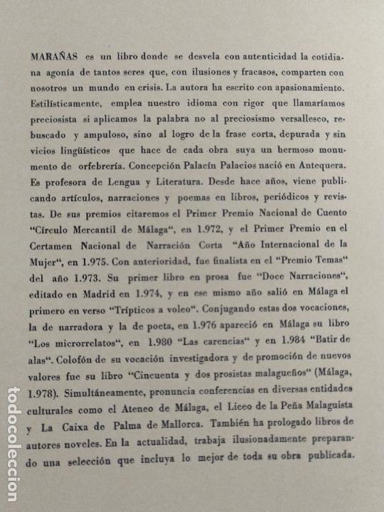 Libros: Mara&ntilde;as. Concepci&oacute;n Plac&iacute;n Palacios. M&aacute;laga 1985 - Foto 3