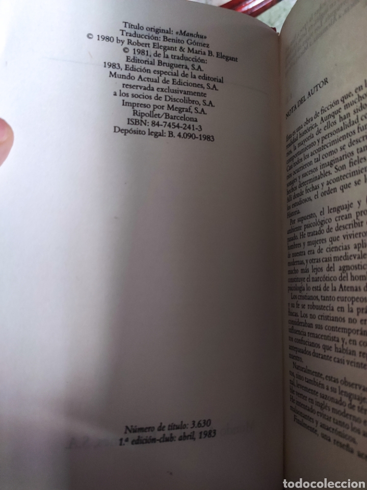 Libros: Manchu. Robert Elegant. TAPAS DURAS - Foto 3