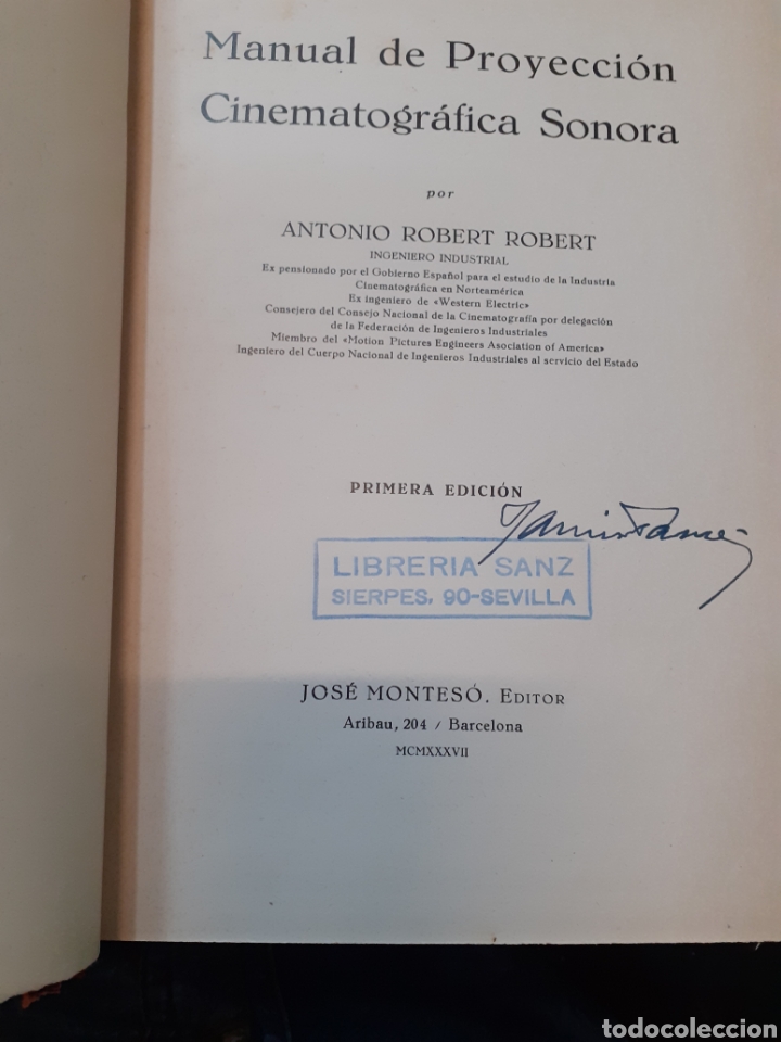 Libros: MANUAL DE PROYECCION CINEMATOGRAFICA SONORA - ROBERT ROBERT, Antonio. - Foto 2