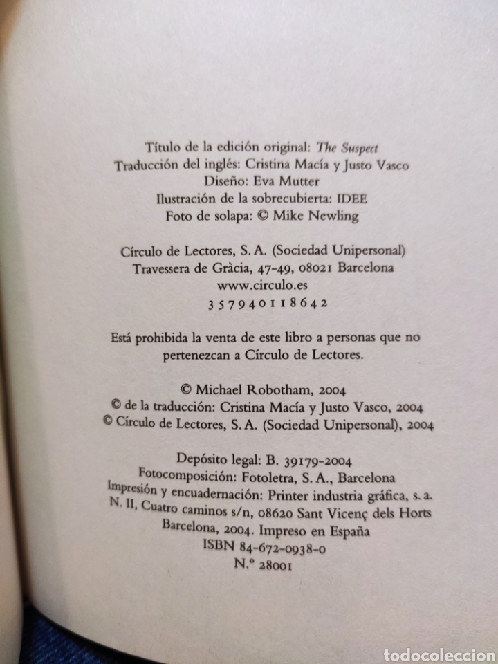 Libros: Sospechoso. Michael Robotham. TAPAS DURAS - Foto 3