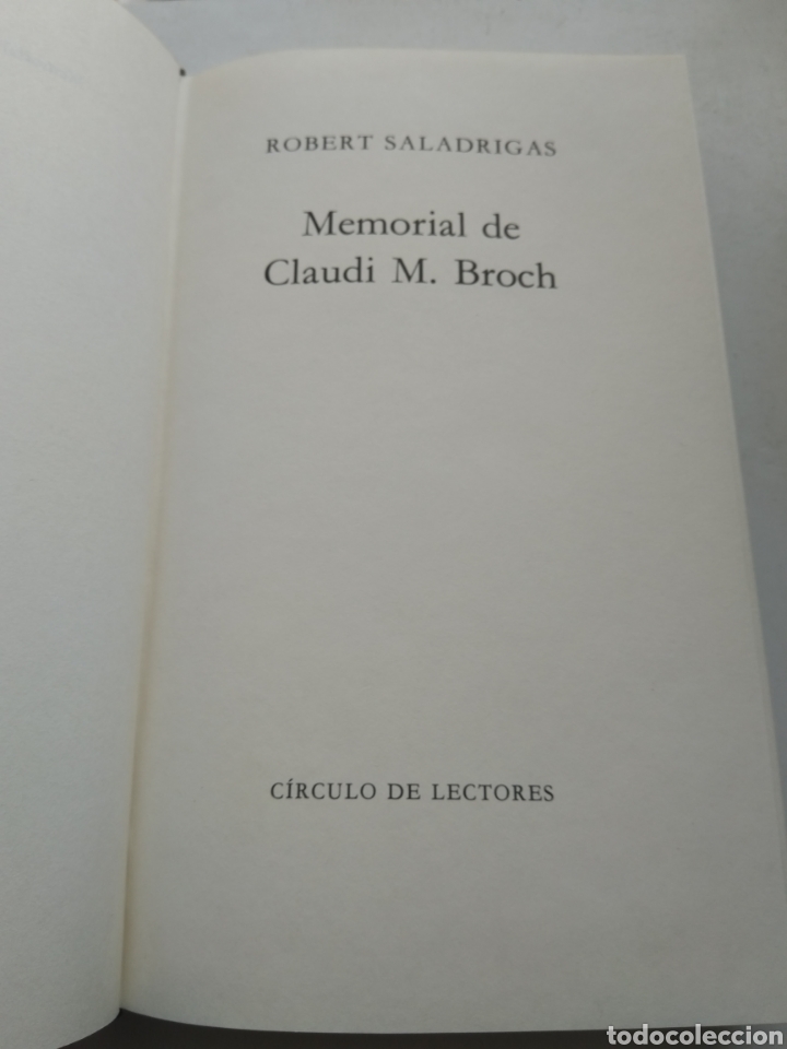 Libros: MEMORIAL DE CLAUDI M. BROCH/ROBERT SALADRIGAS - Foto 2