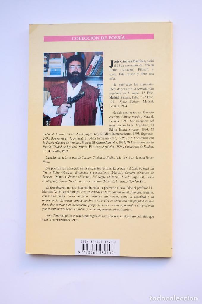 Libros: Estridularia - C&Aacute;NOVAS MART&Iacute;NEZ, Jes&uacute;s - Foto 4