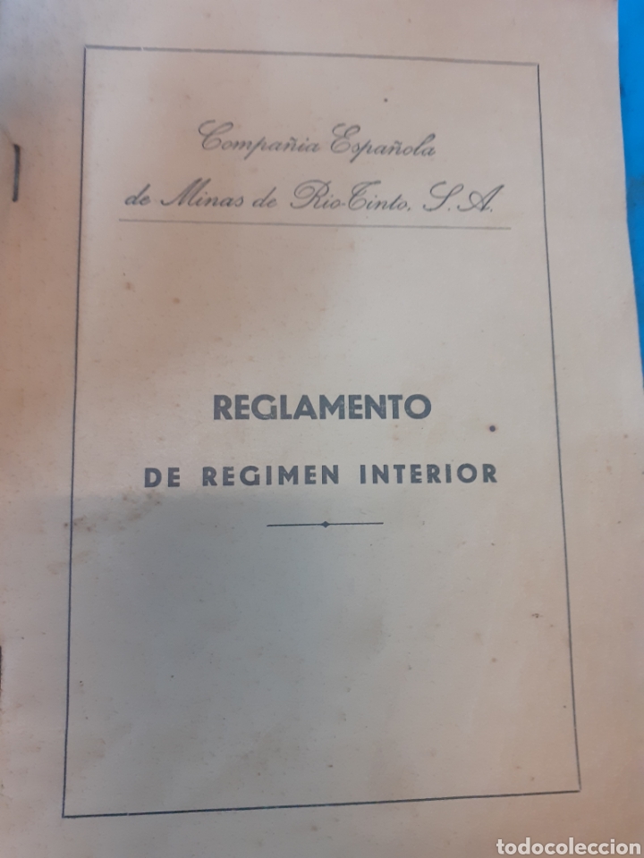Libros: COMPA&Ntilde;&Iacute;A ESPA&Ntilde;OLA DE MINAS DE RIO TINTO S. A. - REGLAMENTO DE REGIMEN INTERIOR - Foto 1