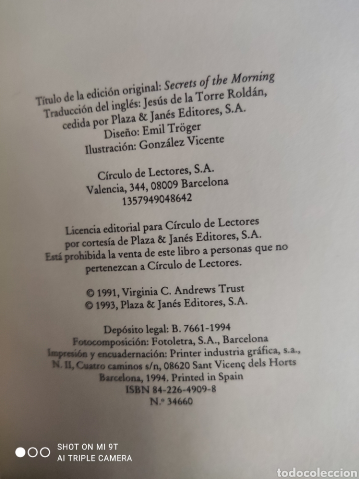 Libros: Secretos del Amanecer. V.C Andrews - Foto 3