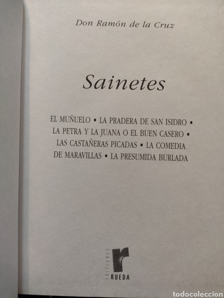 Libros: Teatro Espa&ntilde;ol. Sainetes. Don Ram&oacute;n de la Cruz - Foto 3