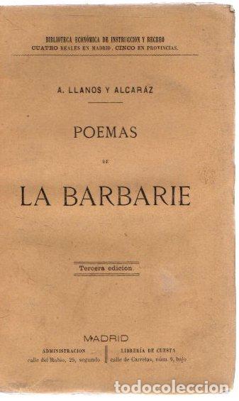 Livres: Poemas de la barbarie - Llanos y Alcar&aacute;z, A.