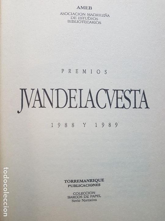 Libros: PREMIOS JUAN DE LA CUESTA, (1988 Y 1989.) - Foto 2