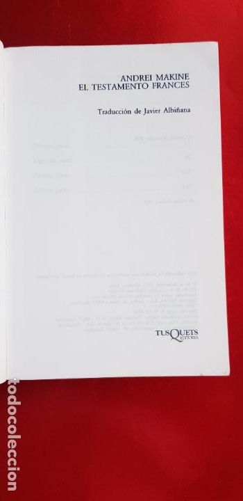 Libros: LIBRO-EL TESTAMENTO FRANC&Eacute;S-ANDR&Eacute; MAKINE-TUSQUETS - Foto 6
