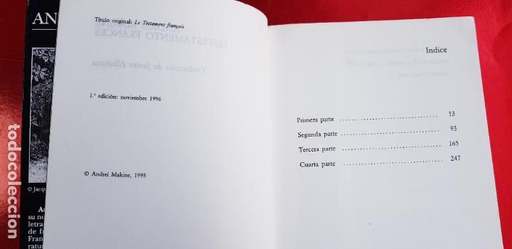 Libros: LIBRO-EL TESTAMENTO FRANC&Eacute;S-ANDR&Eacute; MAKINE-TUSQUETS - Foto 8