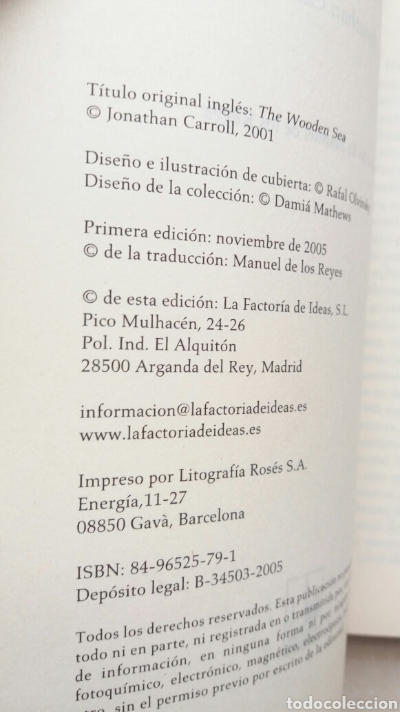 Libros: El mar de madera. Jonathan Carroll. La factor&iacute;a de ideas, colecci&oacute;n puzzle, 2005. - Foto 6